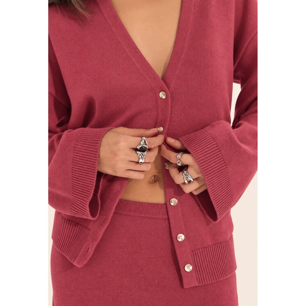 NWT Free People Gwenna Sweater Set XS Cardigan Maxi Skirt 2 Piece Rodeo Red - Picture 2 of 12